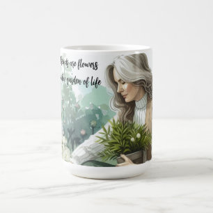 Caneca De Café Mulher Trabalhando na Mensagem de Amizade do Jardi