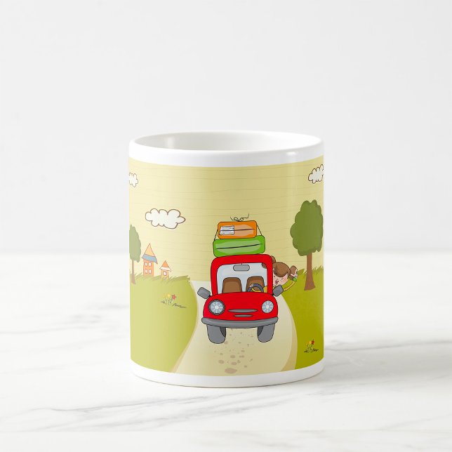 Caneca De Café Mulher Viajando De Carro (Criador carregado)