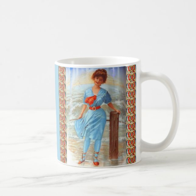 Caneca De Café Mulher vitoriana de 1890 na praia (Direita)