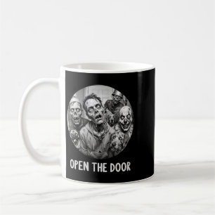 Caneca De Café Mulheres Abra A Porta Cães Zumbis Funny Halloween