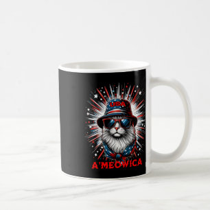 Caneca De Café Mulheres Americanas Engraçado Gato Patriótico Meow