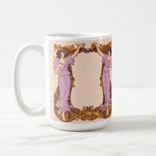 Caneca De Café Mulheres Art Nouveau Quadro Floral Decorativo Vint