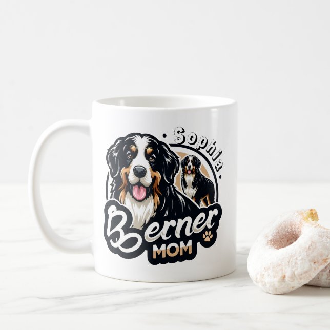 Caneca De Café Mulheres Berner Mãe - Cachorro das Montanhas Berne (Com Donut)