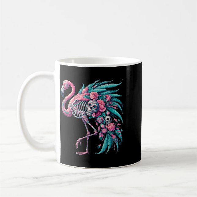 Caneca De Café Mulheres Crânio de Açúcar Flamingo Mexicano Dia De (Esquerda)