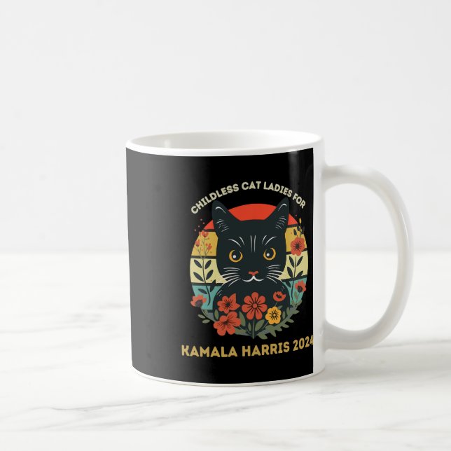Caneca De Café Mulheres De Gato Imediatas Para Kamala Harris 202 (Direita)