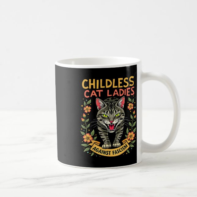 Caneca De Café Mulheres De Gato Sem Filhos Contra O Fascismo (Direita)