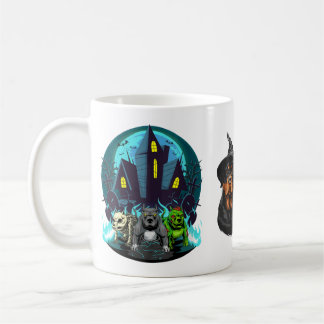 Caneca De Café Mulheres de Halloween Rottweiler Cães Bruxa Fofo S