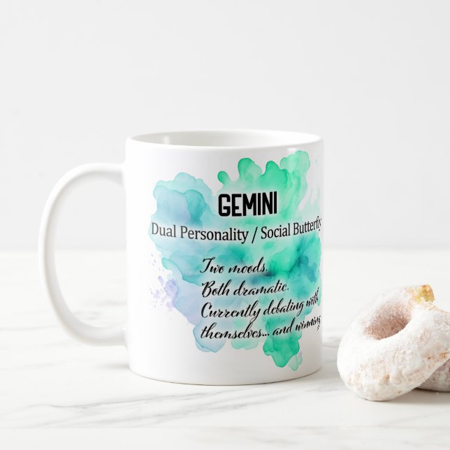 Caneca De Café Mulheres do Zodíaco, Gêmeos (Com Donut)