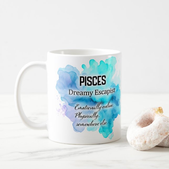 Caneca De Café Mulheres do Zodíaco, Peixes (Com Donut)