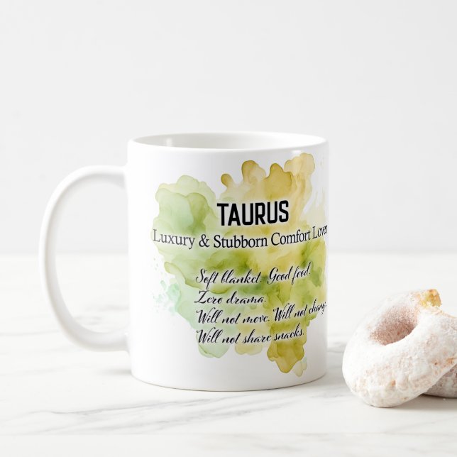 Caneca De Café Mulheres do Zodíaco, Touro (Com Donut)