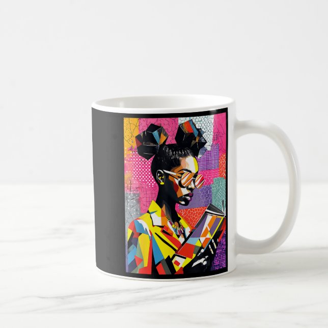 Caneca De Café Mulheres educadas da história negra geométrica len (Direita)