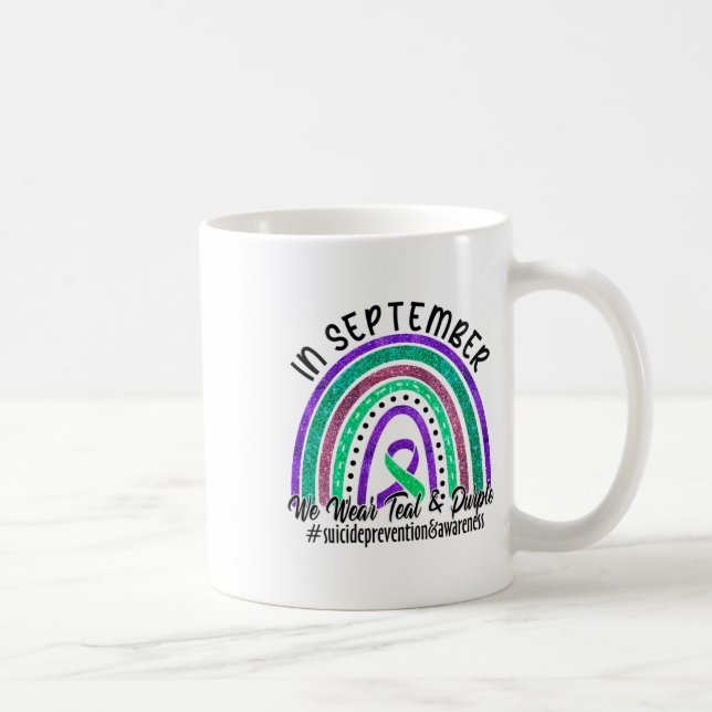 Caneca De Café Mulheres Em Setembro Vestem Suicídio Roxo E Teal (Direita)