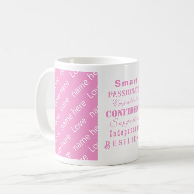 Caneca De Café Mulheres Excelentes Motivacionais Rosa Personaliza (Frente Esquerda)