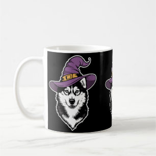 Caneca De Café Mulheres Husky Bruxa Cachorro Halloween