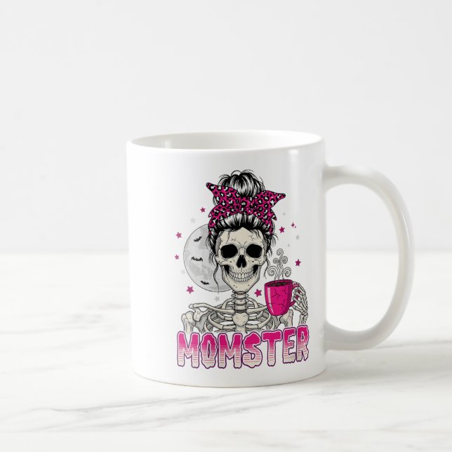 Caneca De Café Mulheres Momster Skull Mãe Café No Dia das Bruxas (Direita)