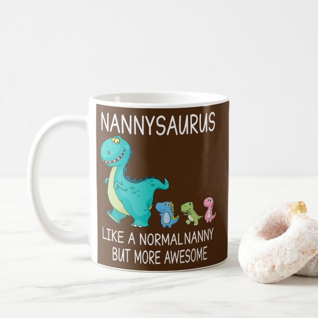 Caneca De Café Mulheres Nannysaurus Como Uma Ama Normal Mas Mais (Com Donut)