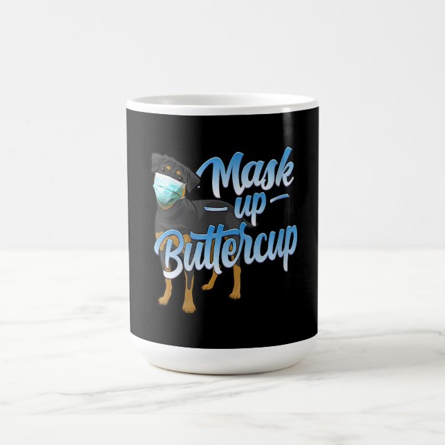 Caneca De Café Mulheres Rottweiler Cachorro com Máscara - Máscara (Centro)