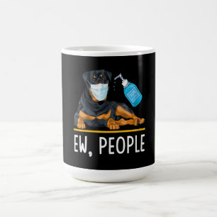 Caneca De Café Mulheres Rottweiler Cão Rosto Máscara Sanetizer 