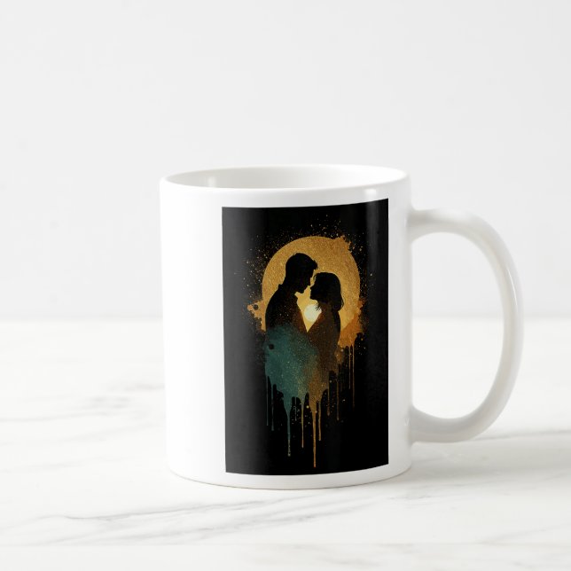 Caneca De Café Mulheres Silhouette Amantes Beijando Data Juntos B (Direita)