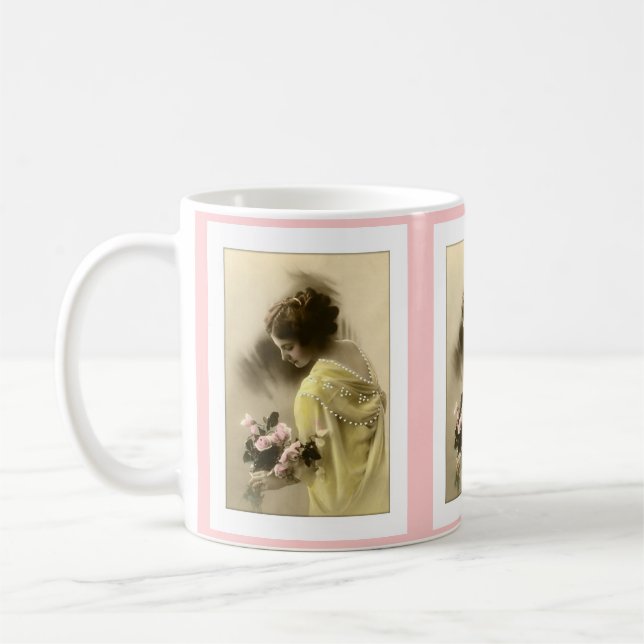 Caneca De Café mulheres vitorianas rosas, romântico (Esquerda)