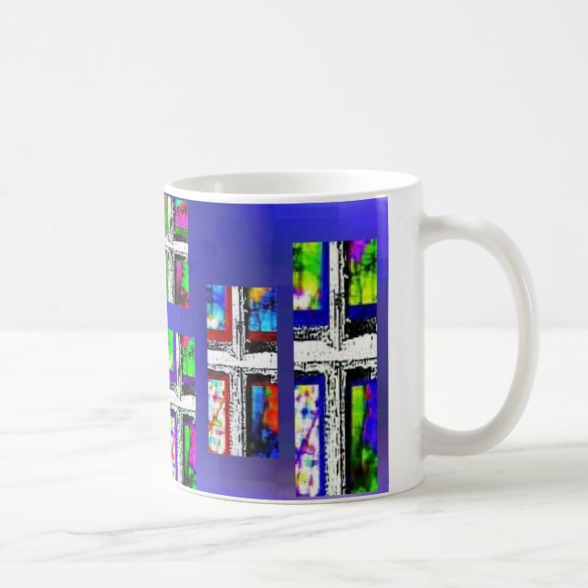 Caneca De Café Multi cor da colagem transversal cristã por (Direita)
