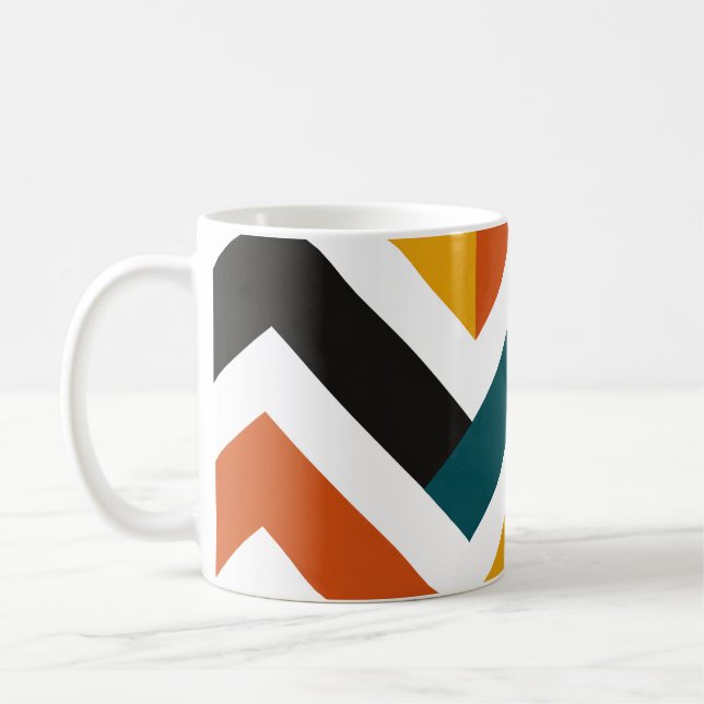 Caneca De Café Multicolor Chevron Geometric Pattern (Esquerda)