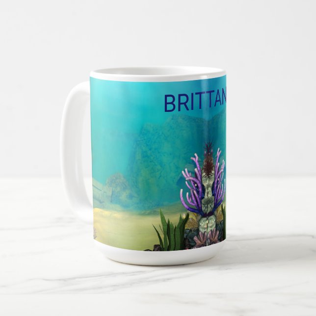 Caneca De Café Multicoloração Personalizada Sob O Mar (Frente Esquerda)