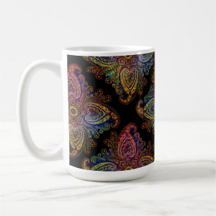 Caneca De Café Multicolorido Paisley Bonito em Preto