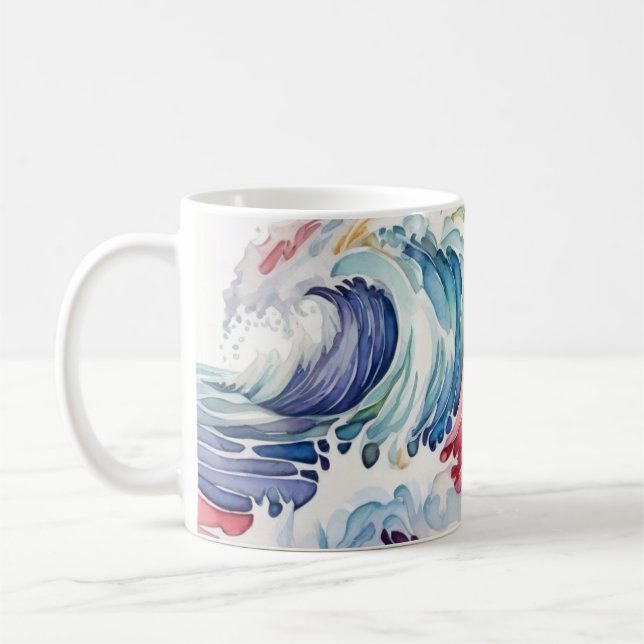 Caneca De Café Multicor de onda marítima (Esquerda)
