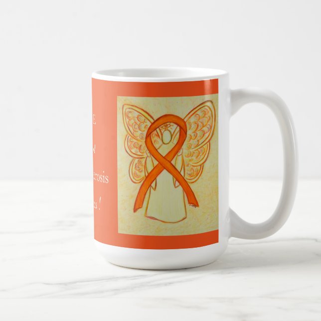 Caneca De Café Múltipla Esclerose Sensibilização Ribbon Angel Mug (Direita)