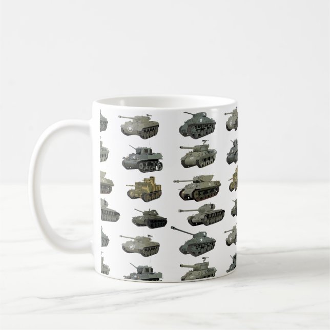 Caneca De Café Múltiplos tanques WW2 americanos e veículos blinda (Esquerda)