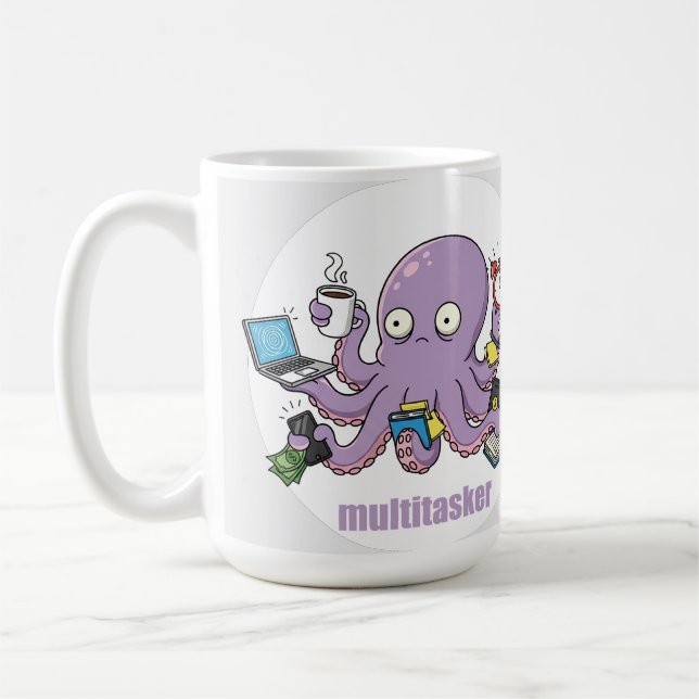 Caneca De Café Multitasker – Funny Chaotic Octopus Dark Humor  (Esquerda)