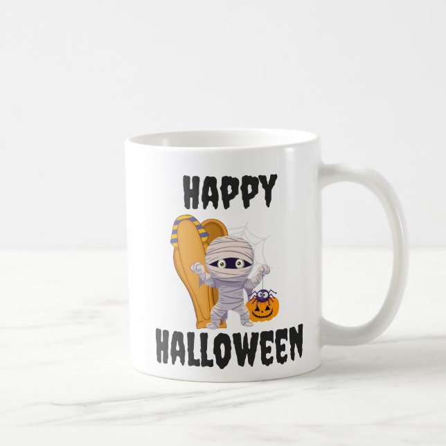 Caneca De Café Múmia Bonita FELIZ HALLOWEEN (Direita)