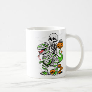 Caneca De Café Múmia de Esqueleto Montando Dinossauro T Rex Hallo