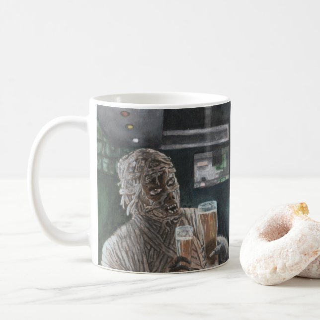 Caneca De Café Múmia e Bebendo de Werewolf (Com Donut)