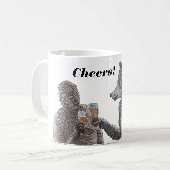 Caneca De Café Múmia e Bebendo de Werewolf animam Mug (Frente Esquerda)