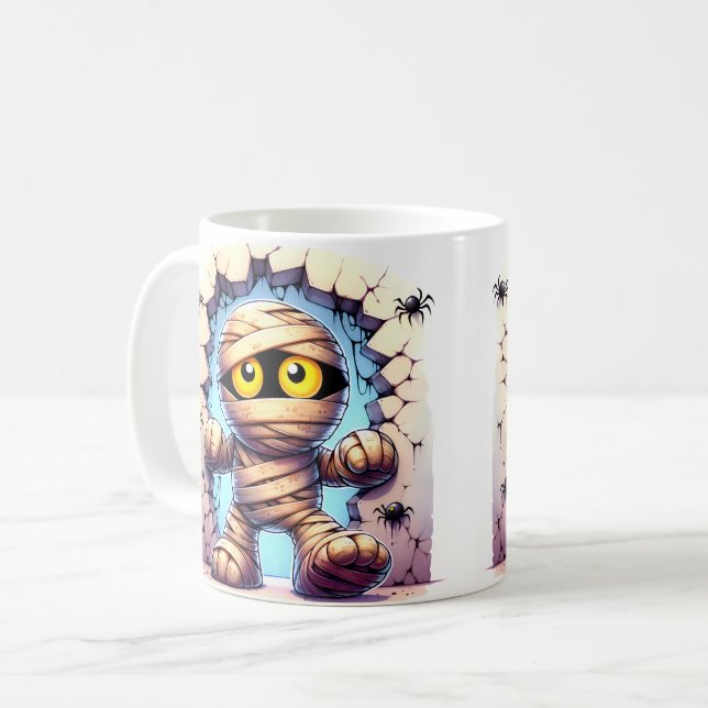 Caneca De Café Múmia Excêntrica de Halloween (Frente Esquerda)
