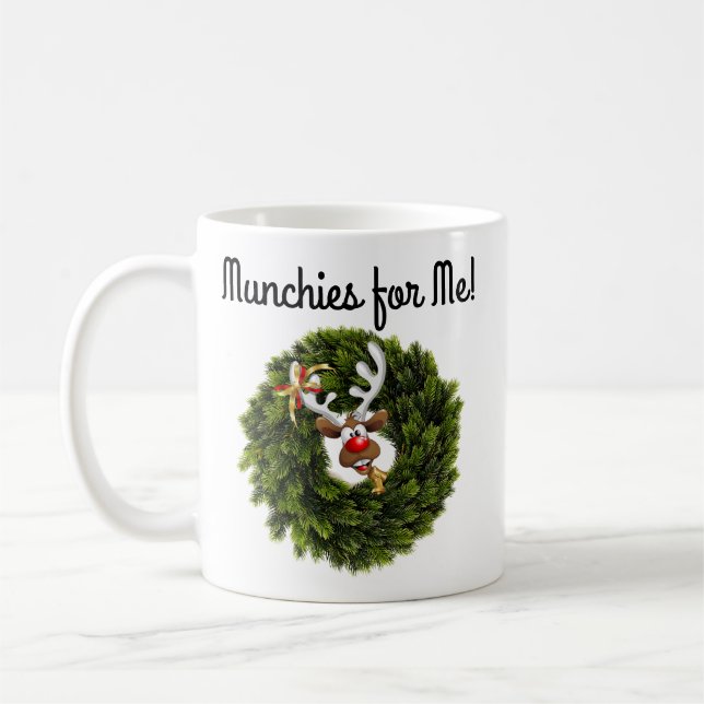 Caneca De Café Munchies da Árvore de Abeto Verde para Rena (Esquerda)