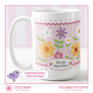 Caneca De Café Mundo Floral Rosa Melhor Mãe Dia das Mães