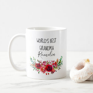 Caneca De Café Mundo Melhor Avó Água Floral