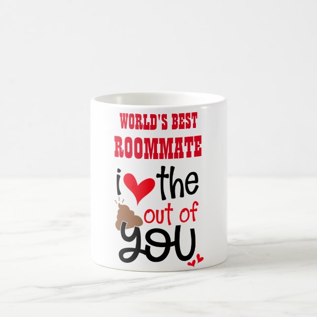 Caneca De Café MUNDO MELHOR ROOMMATE - Ame o POO Saindo de você (Centro)