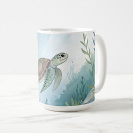 Caneca De Café Mundo submarino com tartaruga