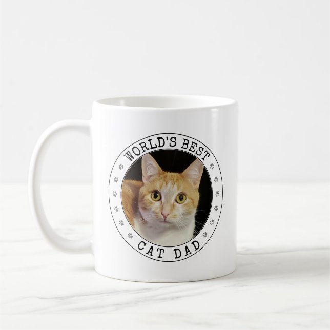 Caneca De Café Mundos Melhor Pai de Cat Foto Modelo Paw Imprimir  (Esquerda)