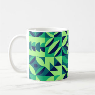 Caneca De Café Mural geométrico: design de colheita moderna.