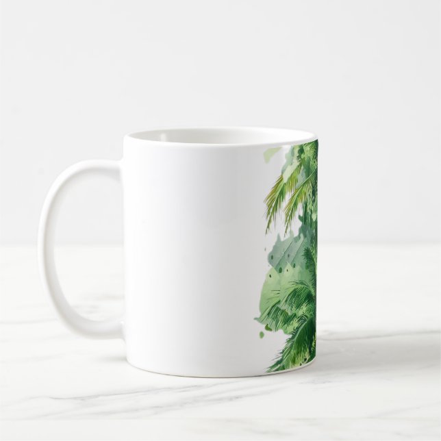 Caneca De Café Murmurios dossel emergente das palmeiras Tropical  (Esquerda)