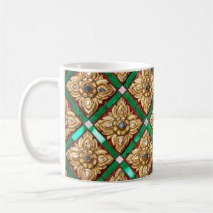 Caneca De Café Muro de dentro de padrão tailandês da templethaili