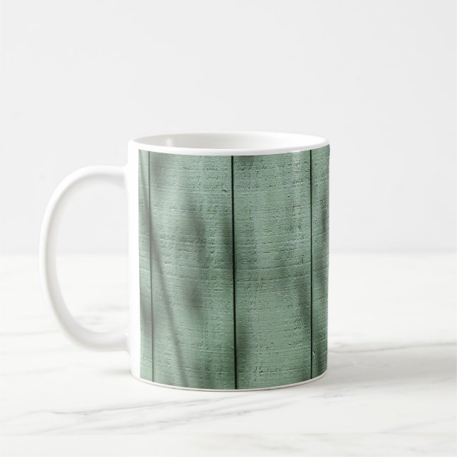 Caneca De Café Muro de Madeira Verde Rústica com Sombras Vidraças (Esquerda)