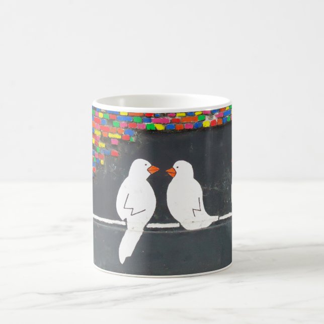 Caneca De Café muro de pássaros tijolos: muro de grafite (Centro)