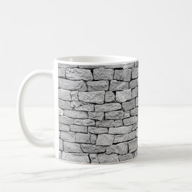 Caneca De Café Muro de pedra cinza, fundo abstrato. (Esquerda)