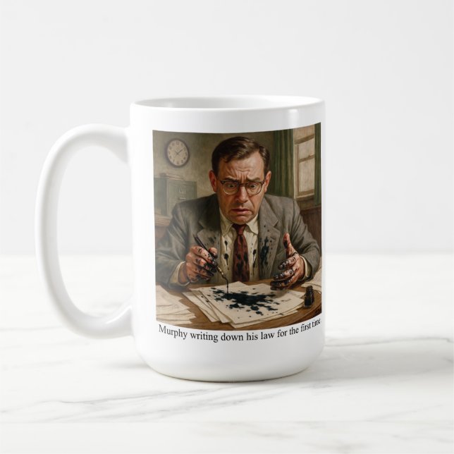 Caneca De Café Murphy writing down his law for the first time. (Esquerda)